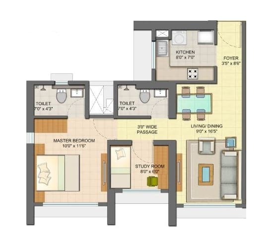 1.5 BHK - Orchid floor plan