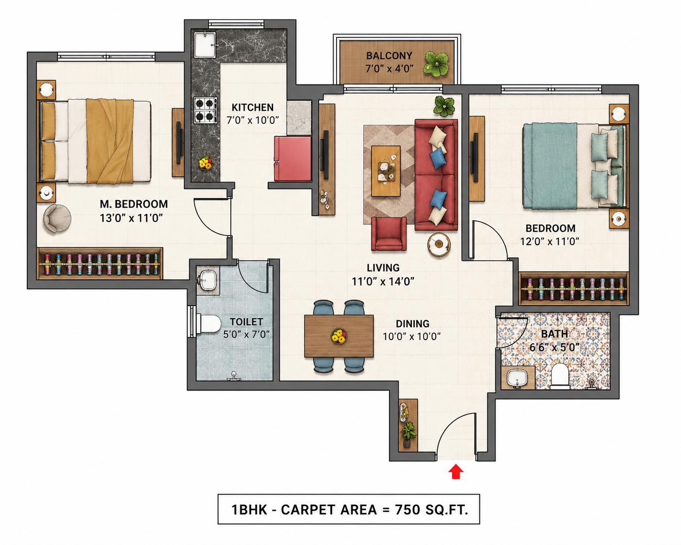 2BHK Premium floor plan