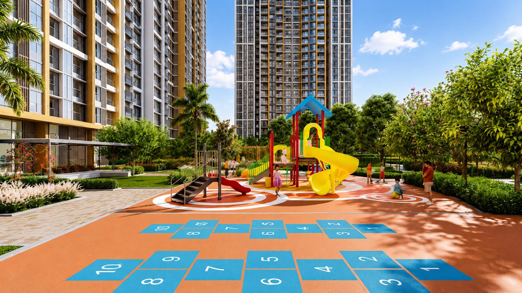 Children's play area at Prestige Garden Trails, Mira Road East