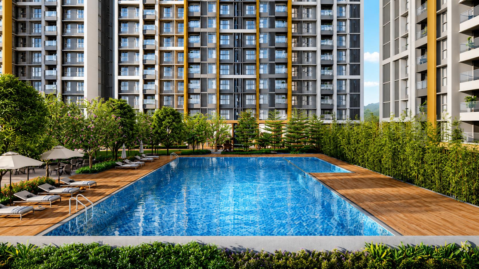 Swimming pool at Prestige Garden Trails, Mira Road East