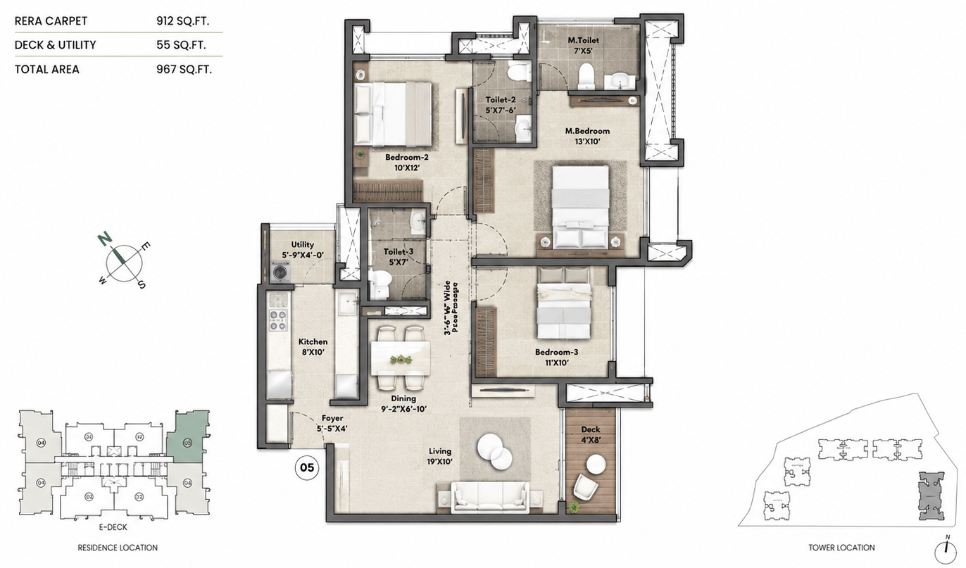 3BHK Premium floor plan