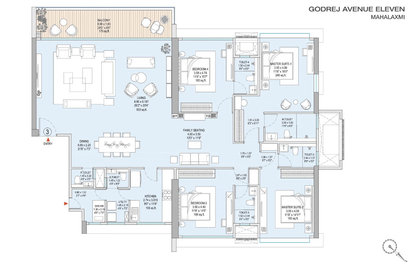 4BHK Type3 - T1 floor plan
