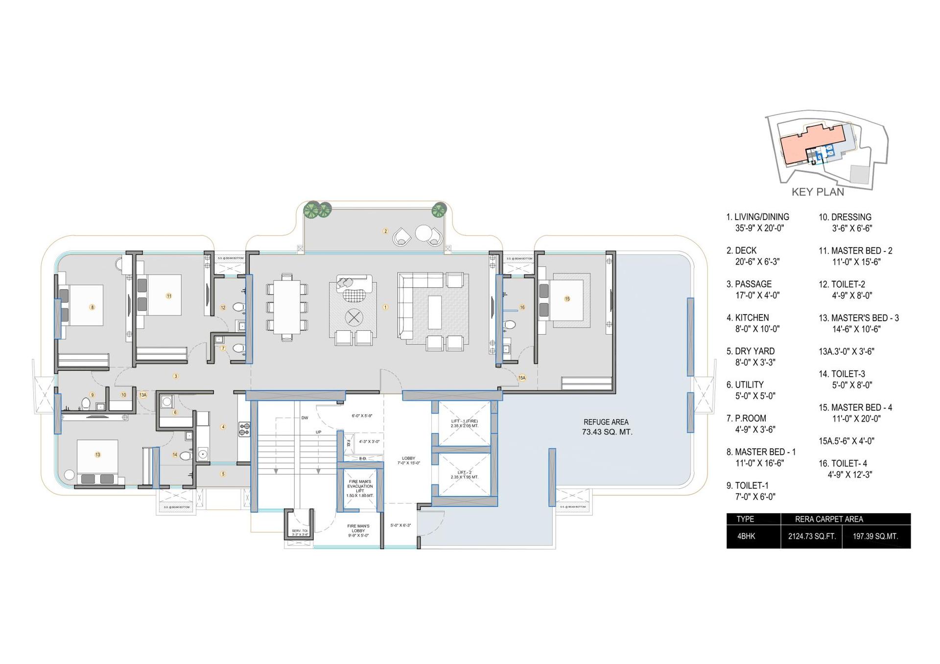 4 BHK floor plan