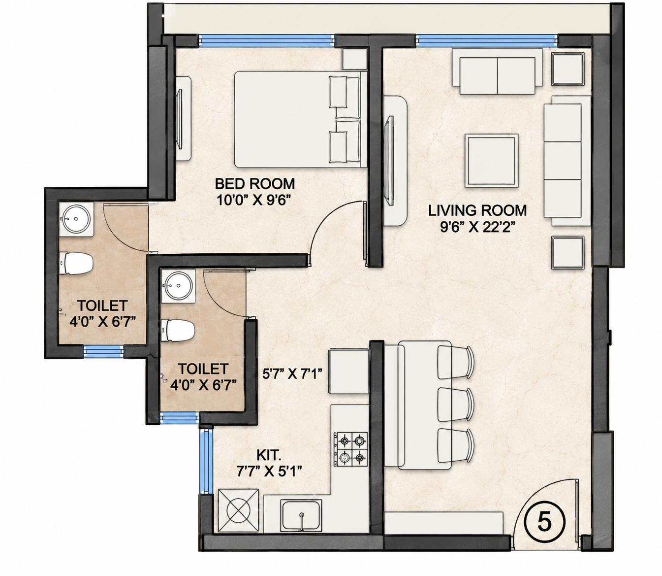 1BHK Premium floor plan