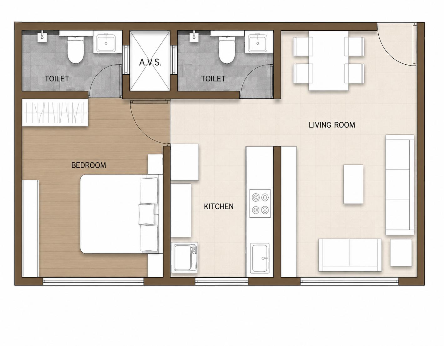 1BHK floor plan
