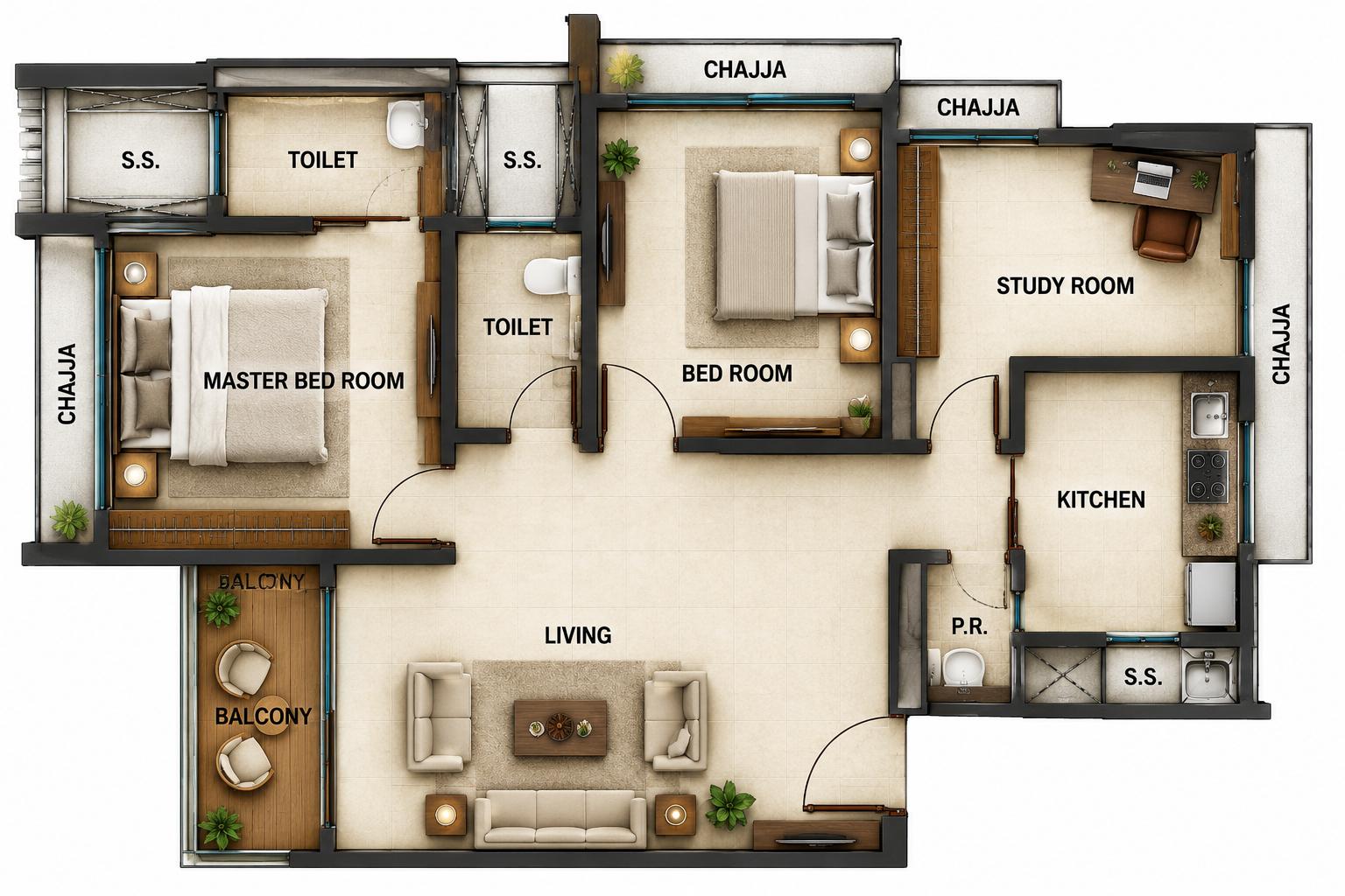 2.5BHK Premium floor plan