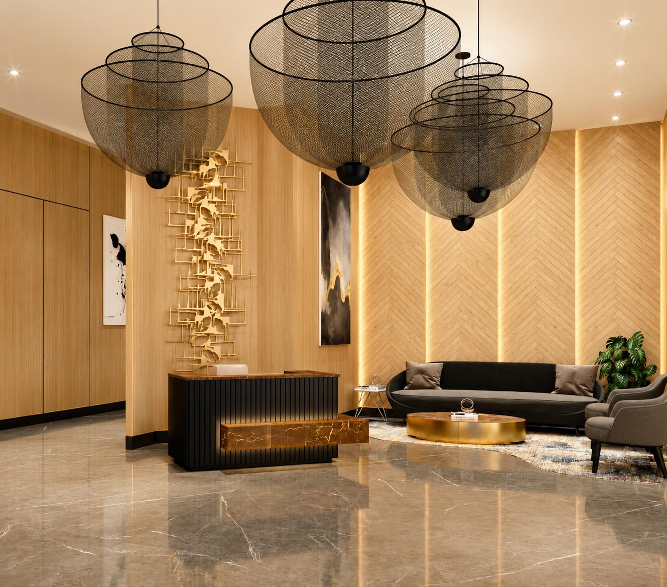 Grand entrance lobby at Gundecha Rexon Suites, Goregaon West