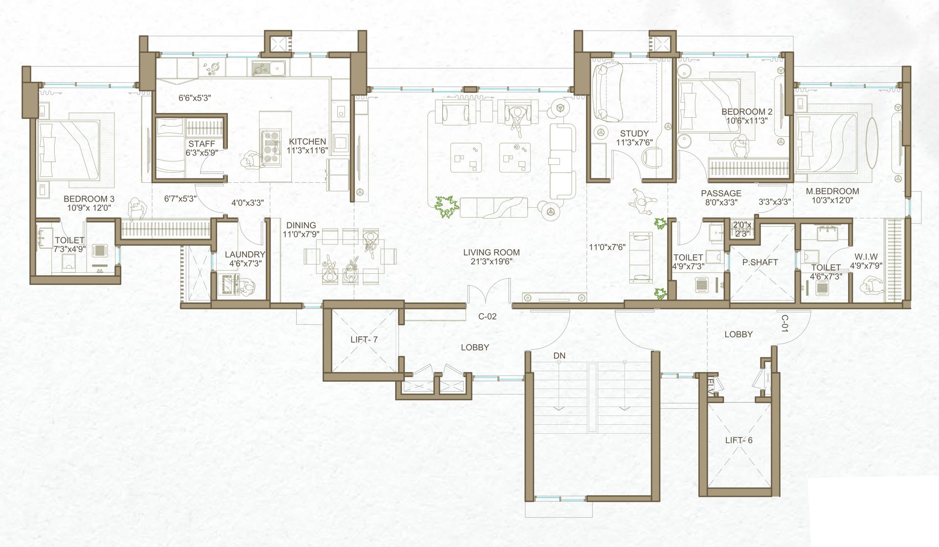 Magnolia - 3.5 BHK floor plan