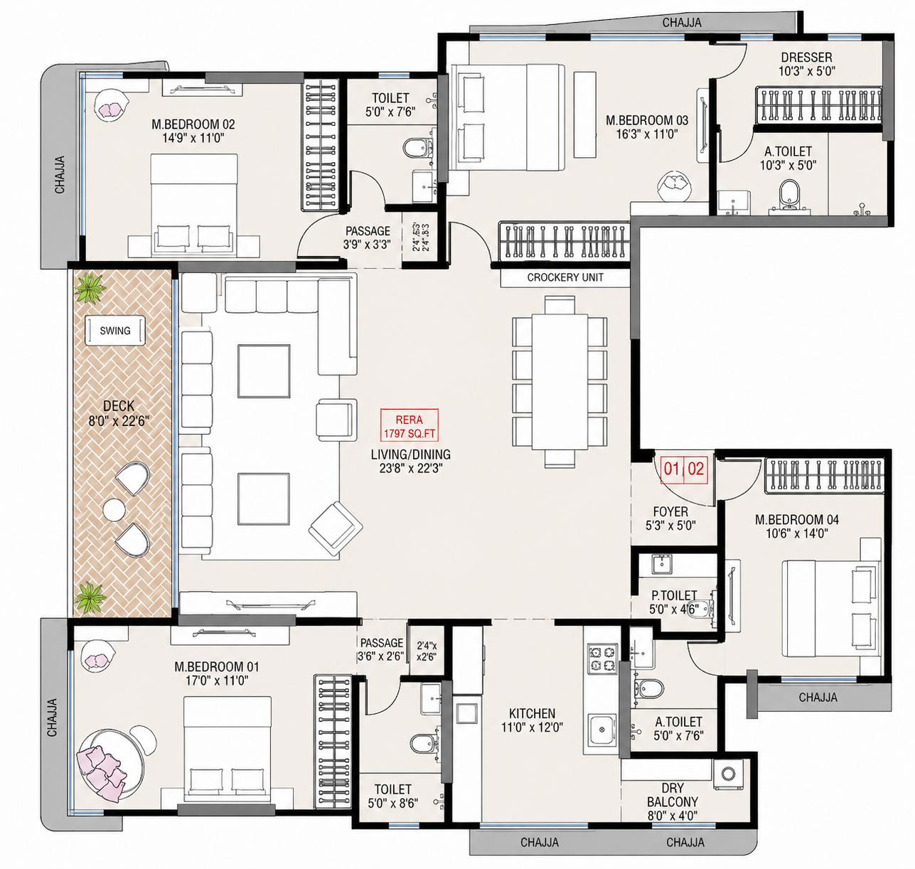 4BHK floor plan