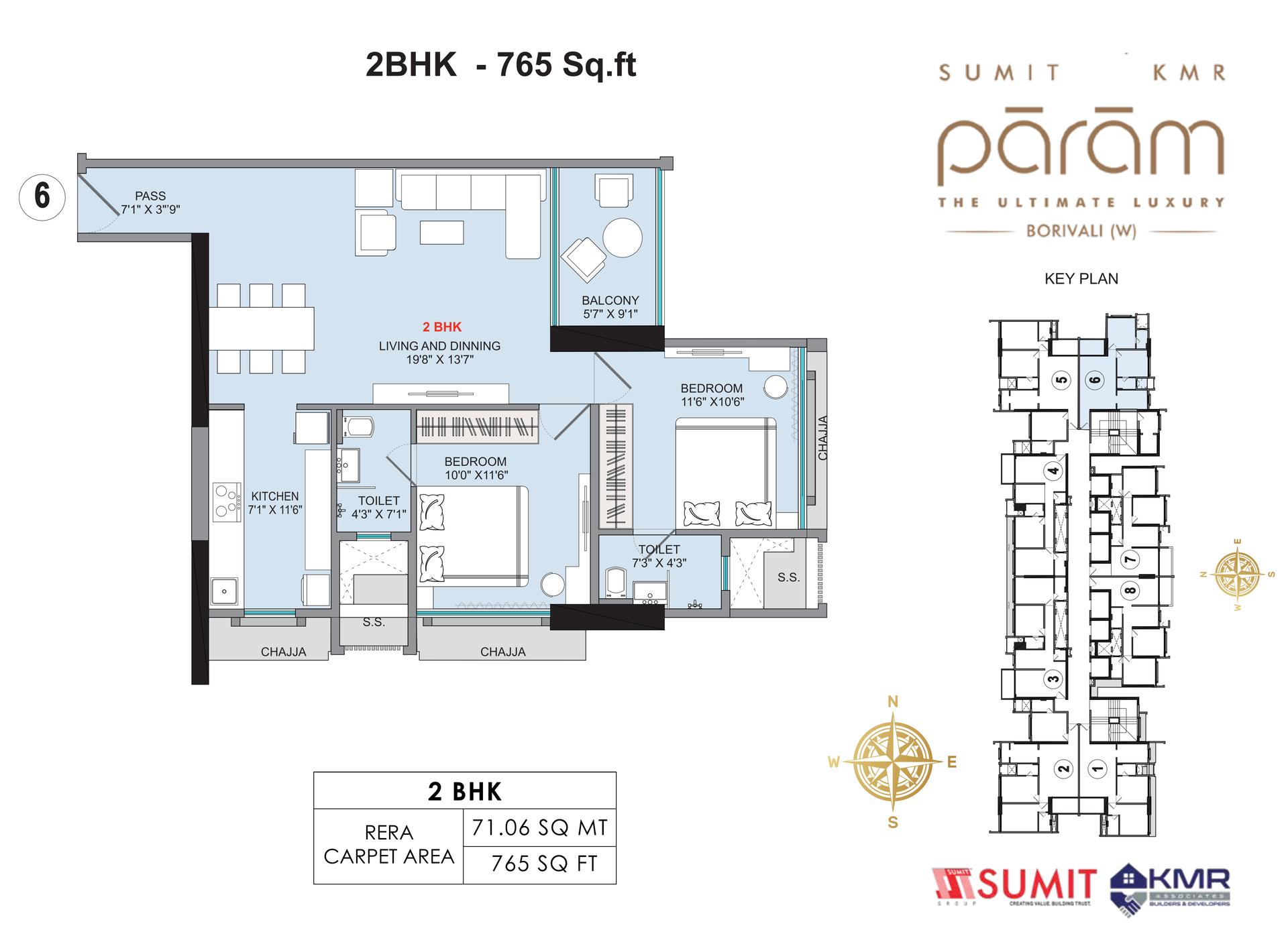 2 BHK Type2 floor plan
