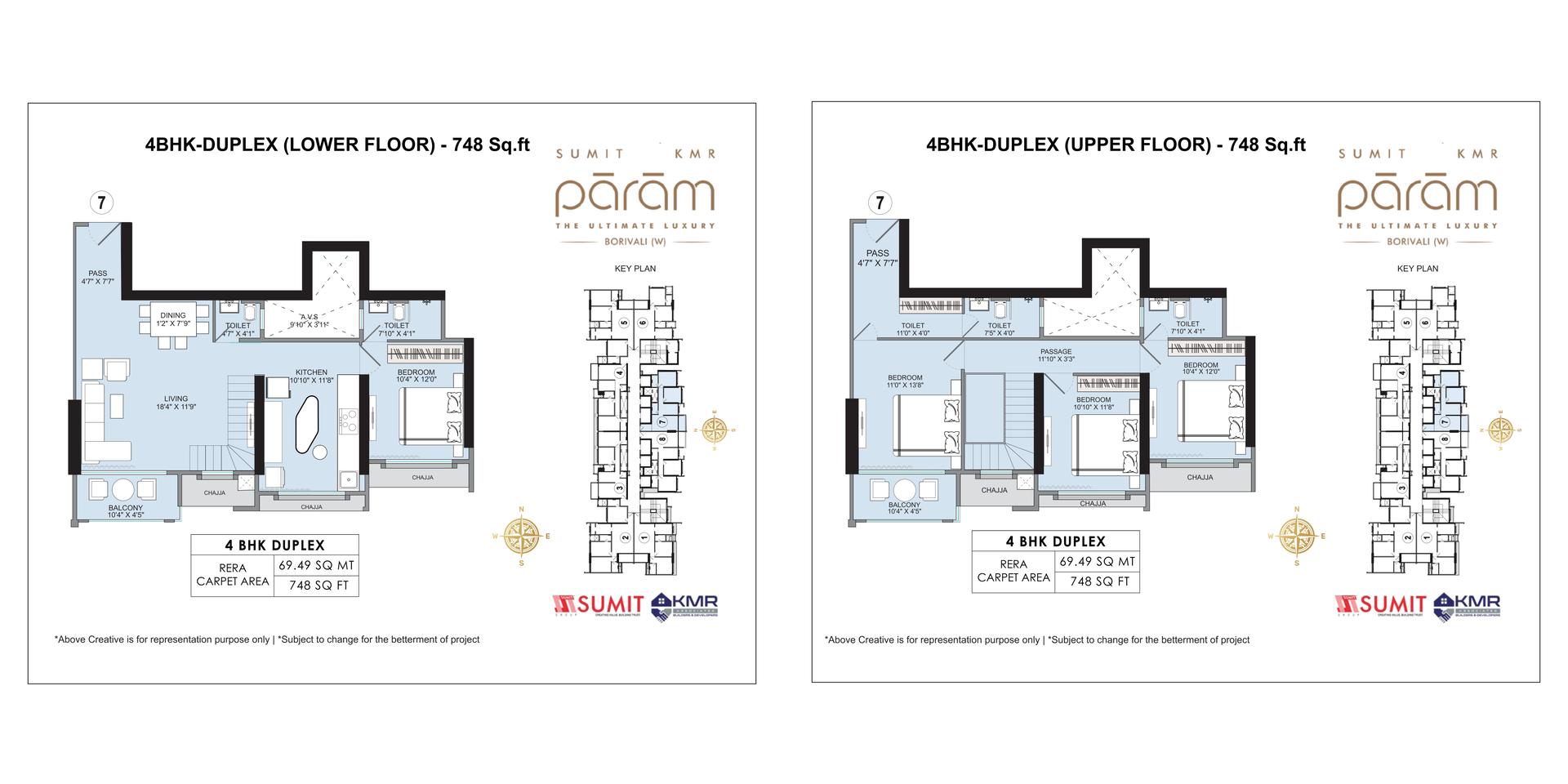 4 BHK - Duplex floor plan