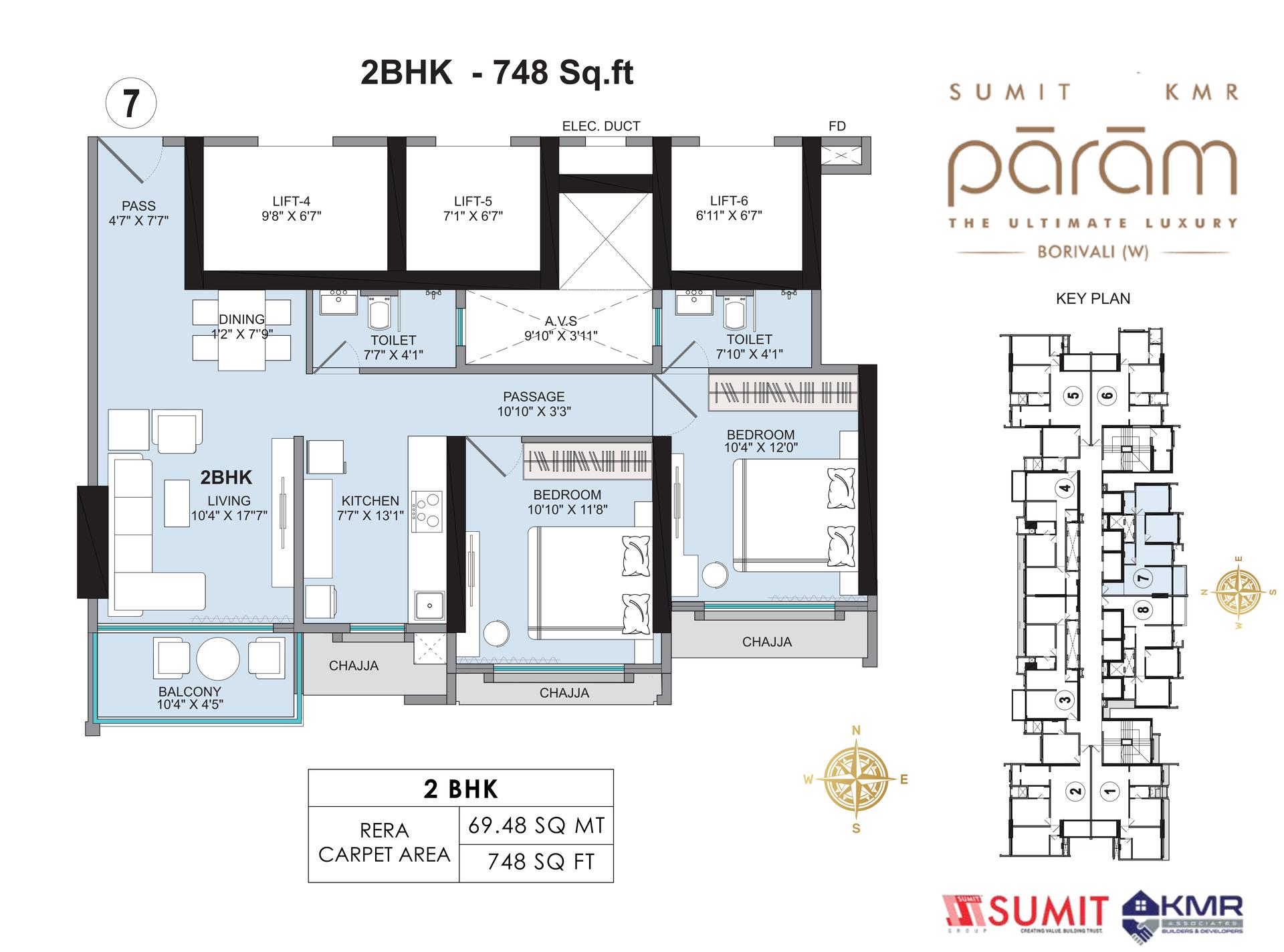 2 BHK Type1 floor plan