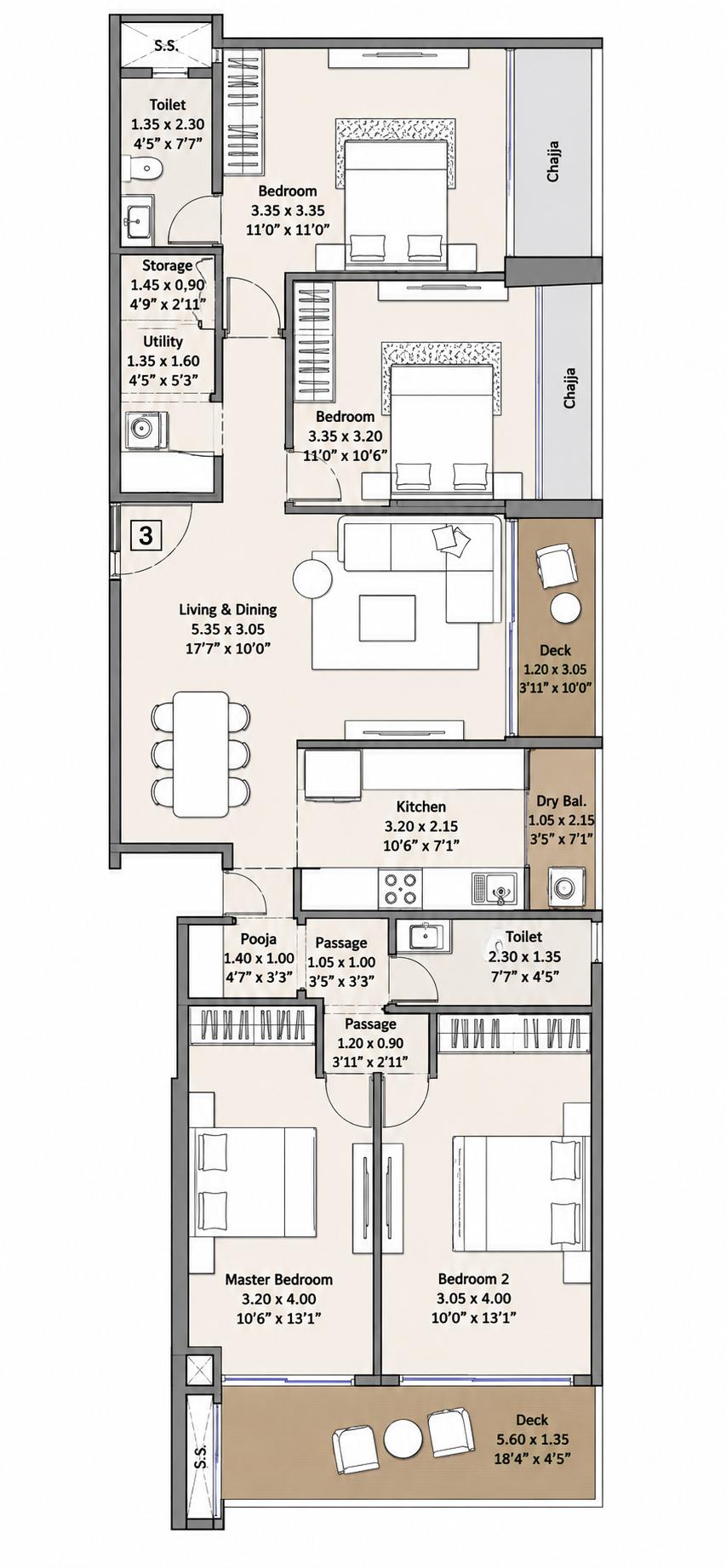 4BHK floor plan