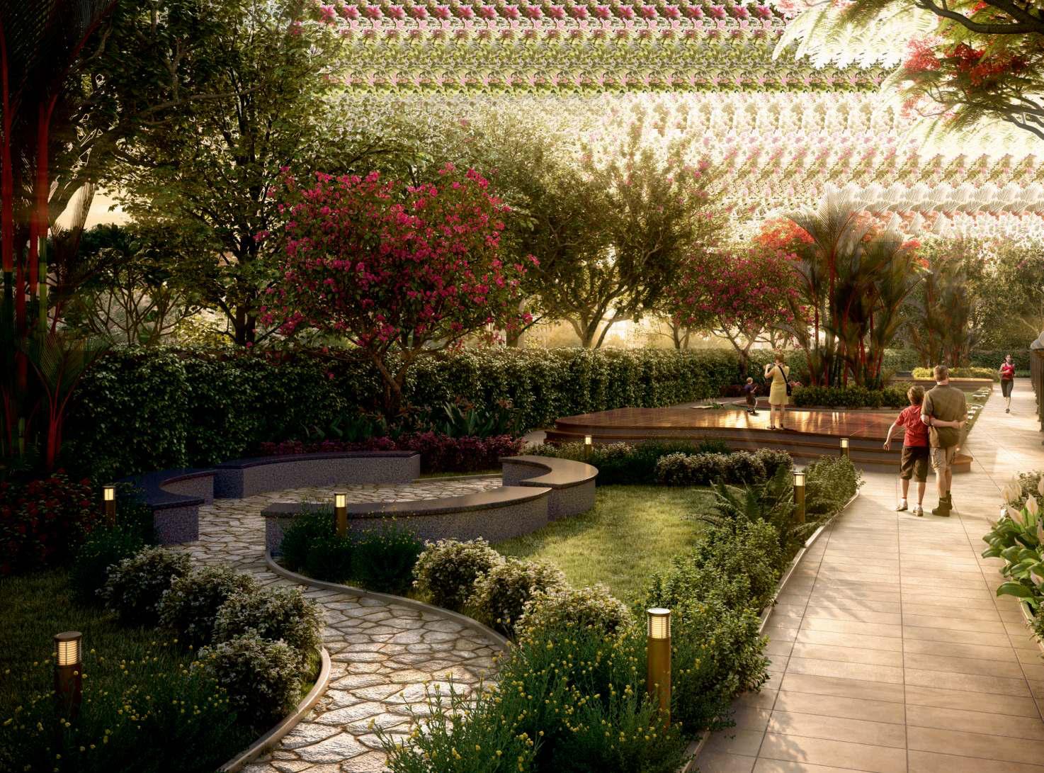 Landscaped gardens at Shikara Heights, Sion East