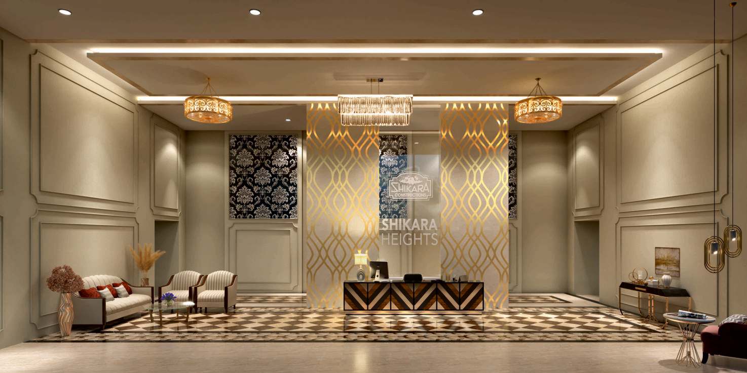 Grand entrance lobby at Shikara Heights, Sion East