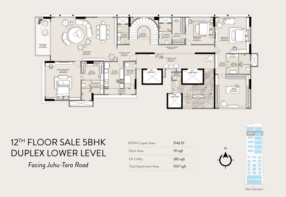 5 BHK Duplex Type2 floor plan