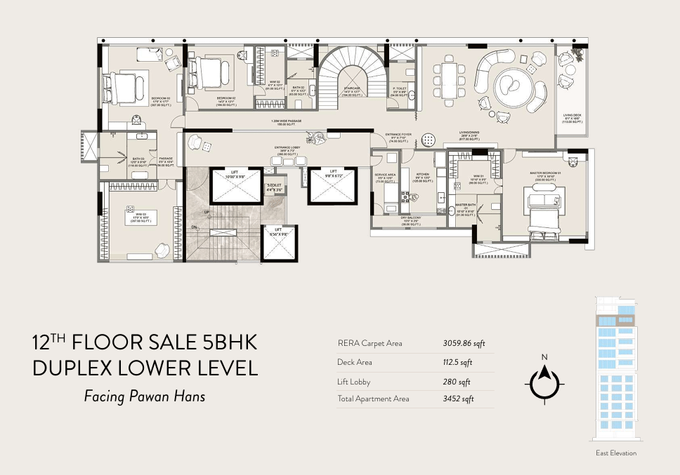 5 BHK Duplex Type1 floor plan
