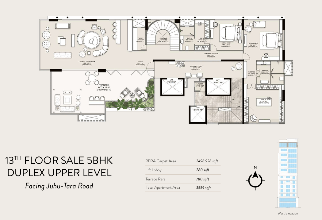 5 BHK Duplex Type2 floor plan