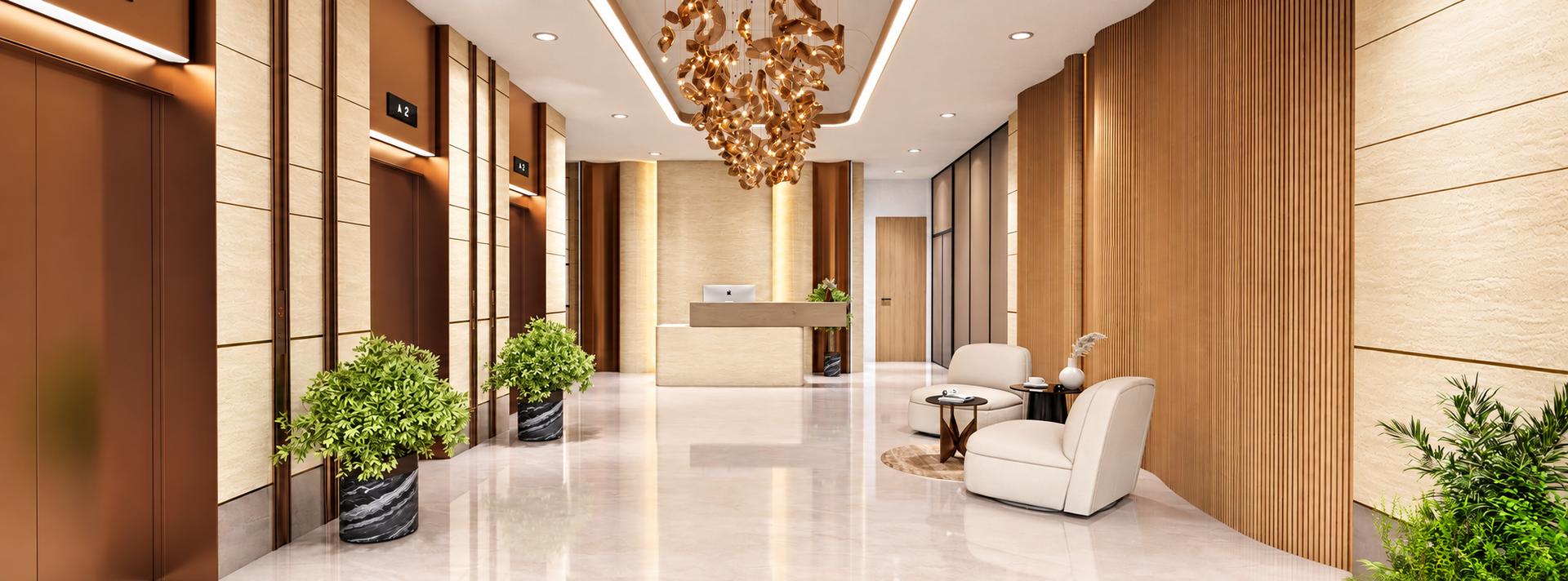 Grand entrance lobby at Avhad Homestead, Mahim West