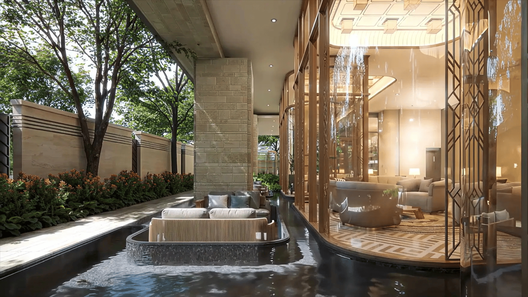 Grand entrance lobby at Lotus Aquaria, Prabhadevi