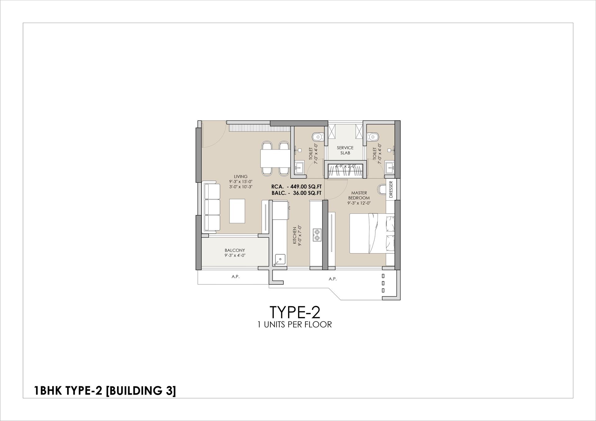 1BHK Type5 floor plan