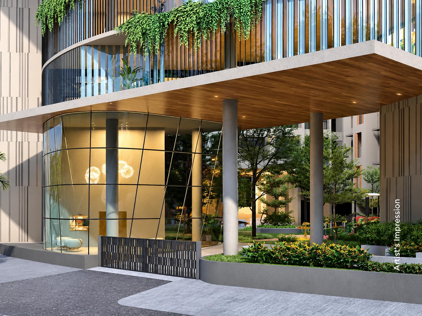 Grand entrance lobby at JP Parkway, Andheri East