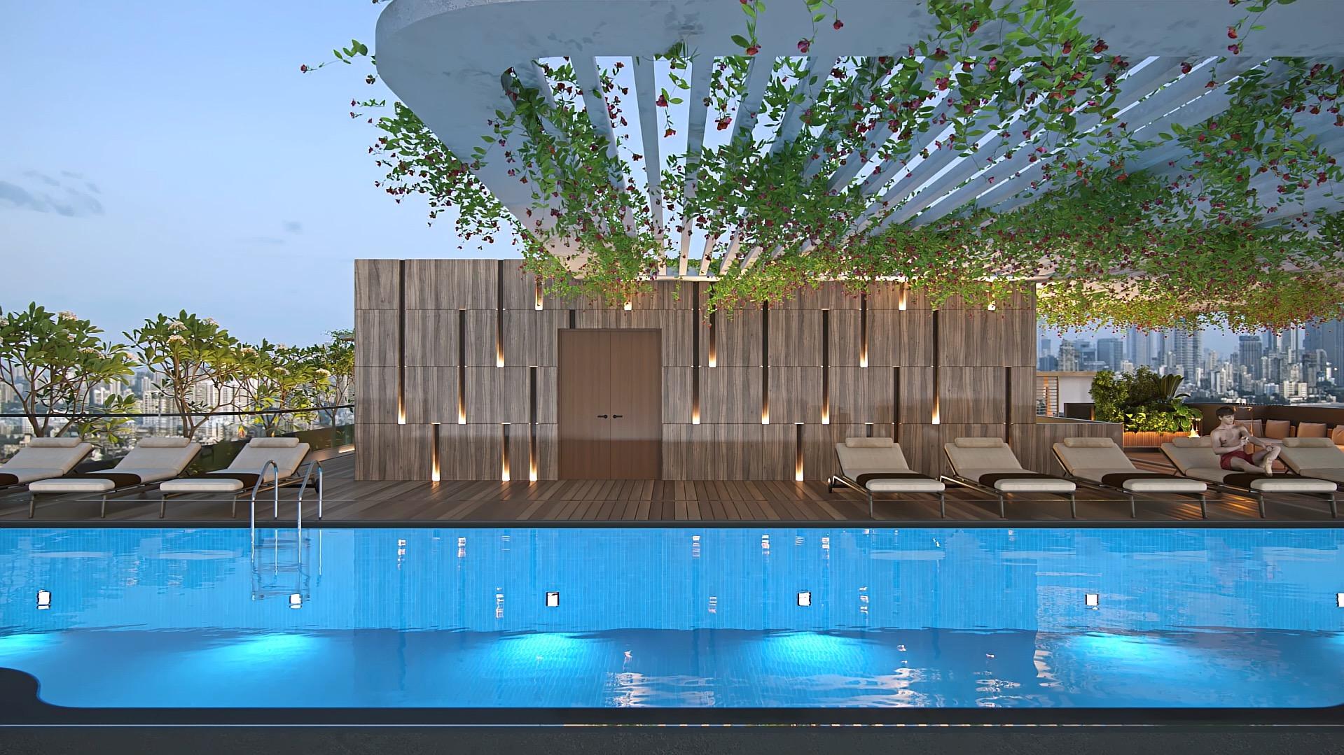 Swimming pool at 7 Elements, Bandra West