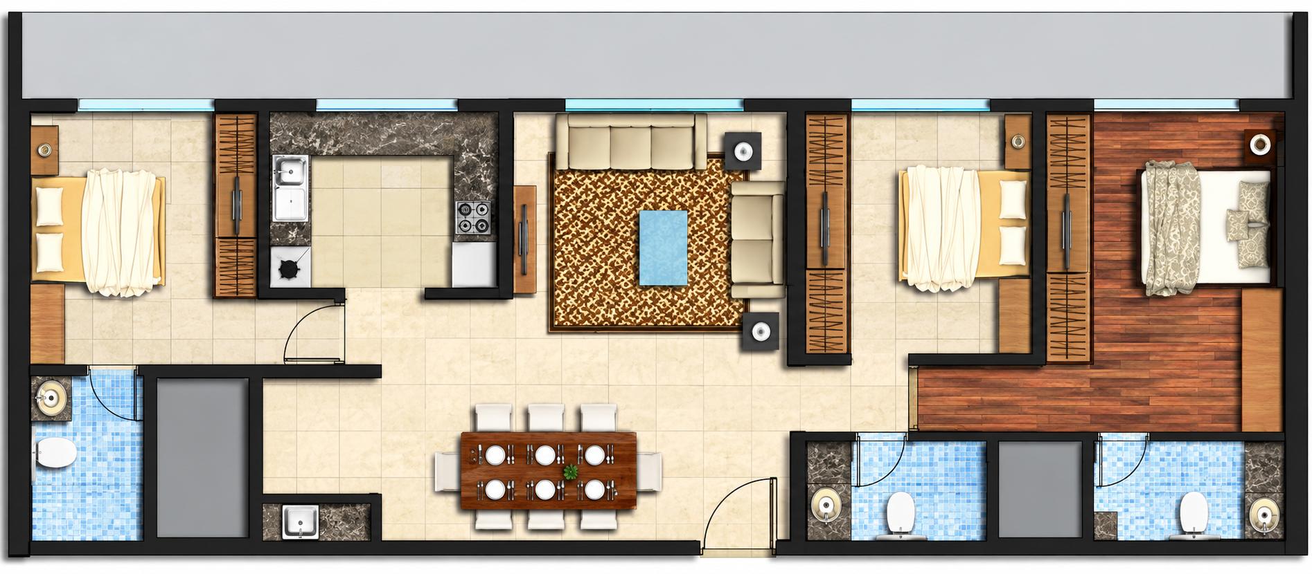 3BHK floor plan