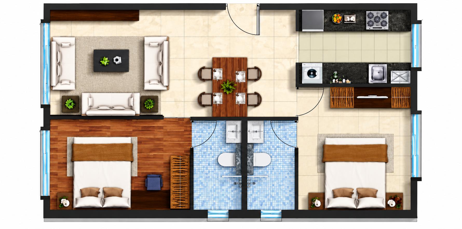 2BHK floor plan