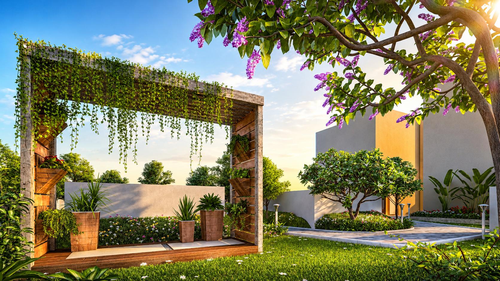 Landscaped gardens at Spenta Altavista, Chembur