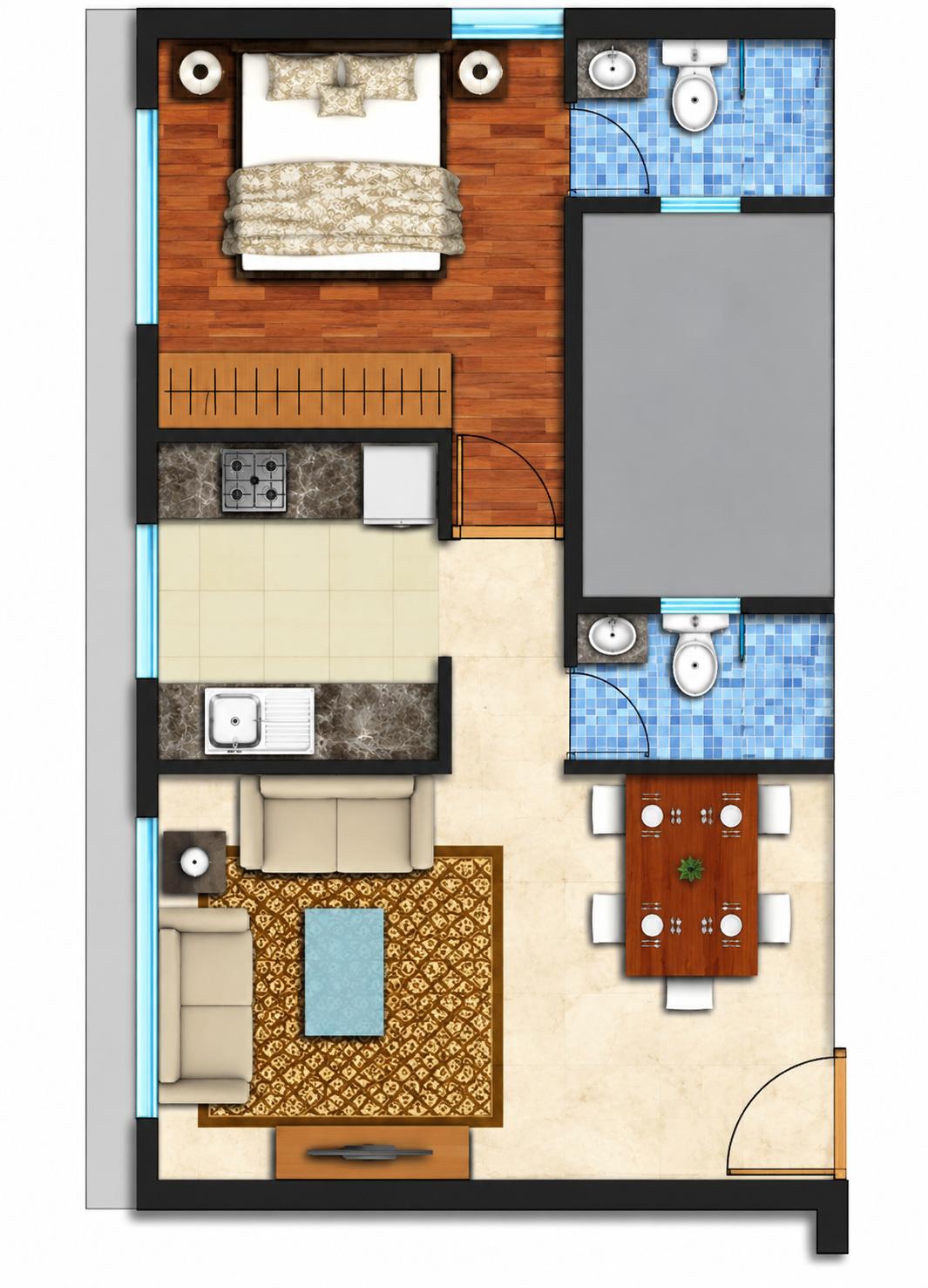 1BHK floor plan