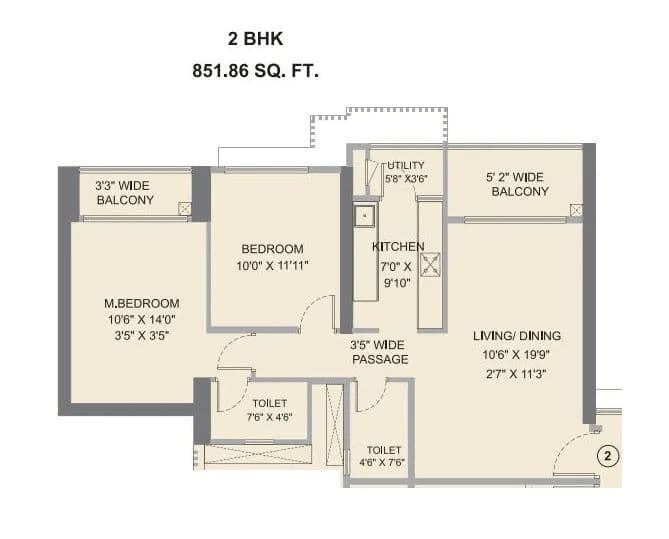 2 BHK floor plan