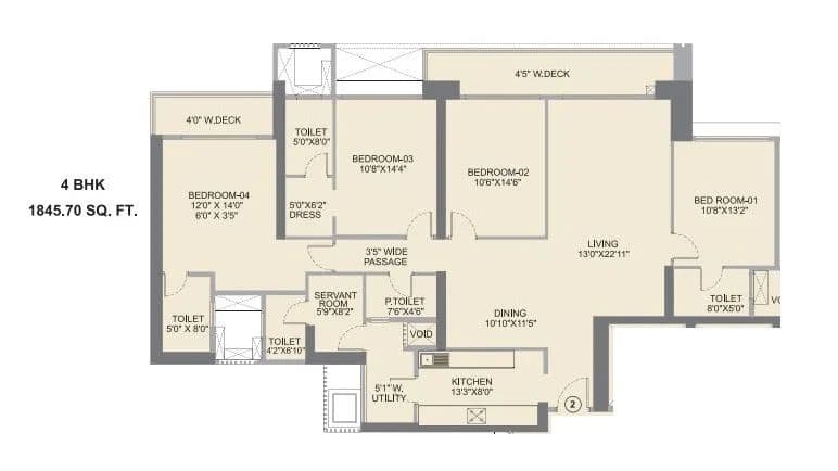 4 BHK floor plan