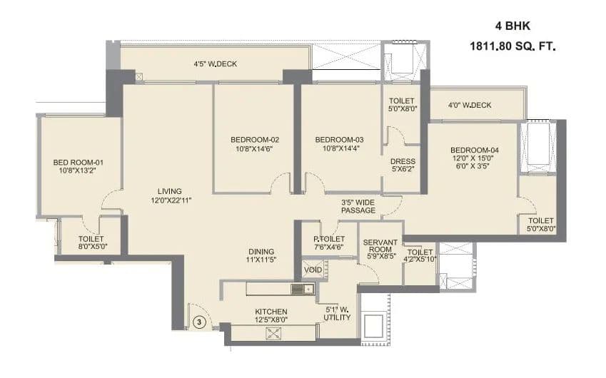 4 BHK floor plan