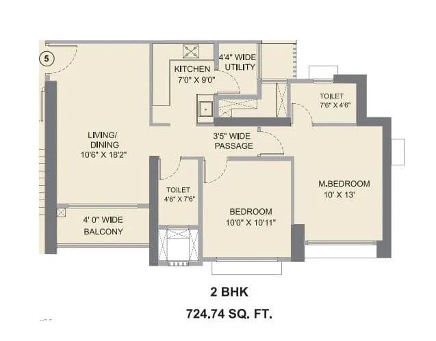 2 BHK floor plan