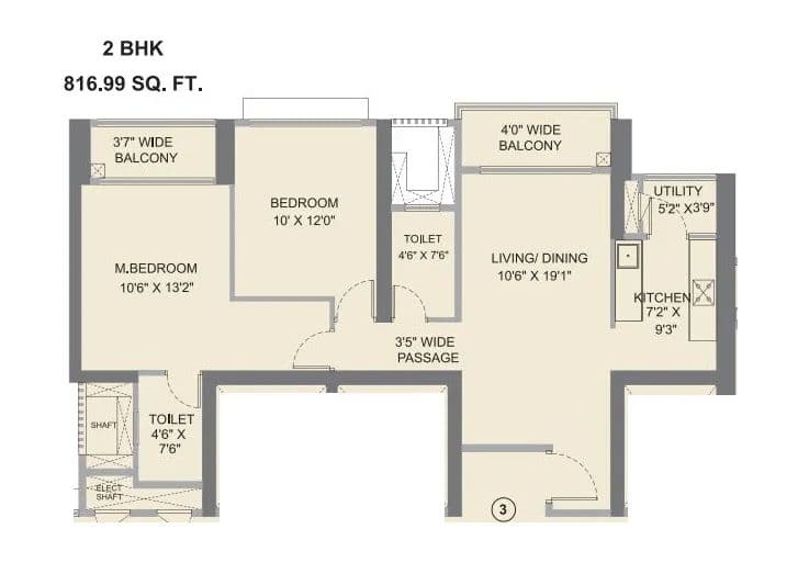 2 BHK floor plan