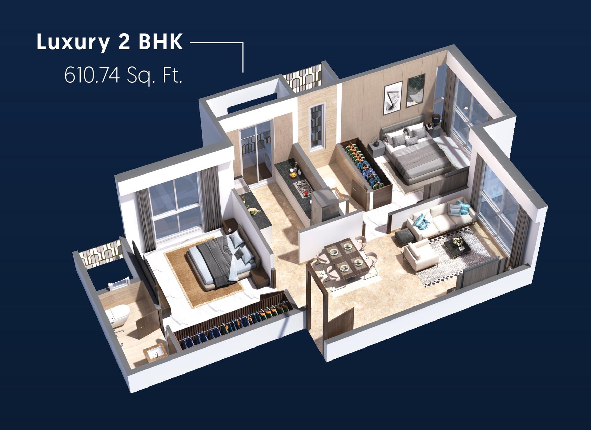 2 BHK Type2 floor plan