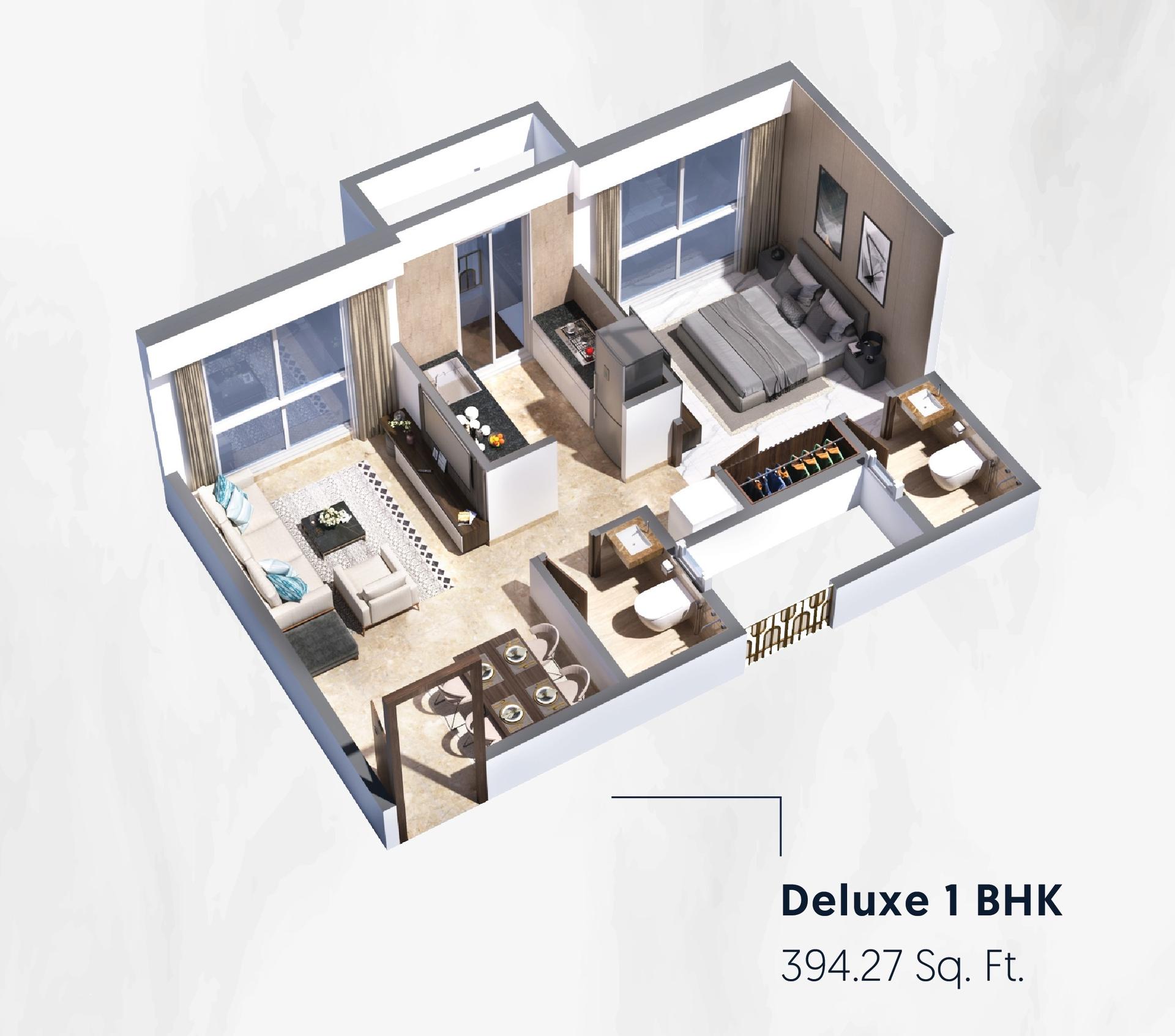 1 BHK Type1 floor plan