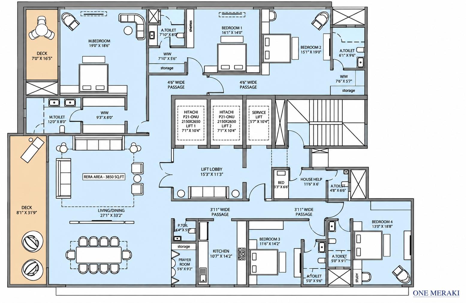 5BHK floor plan