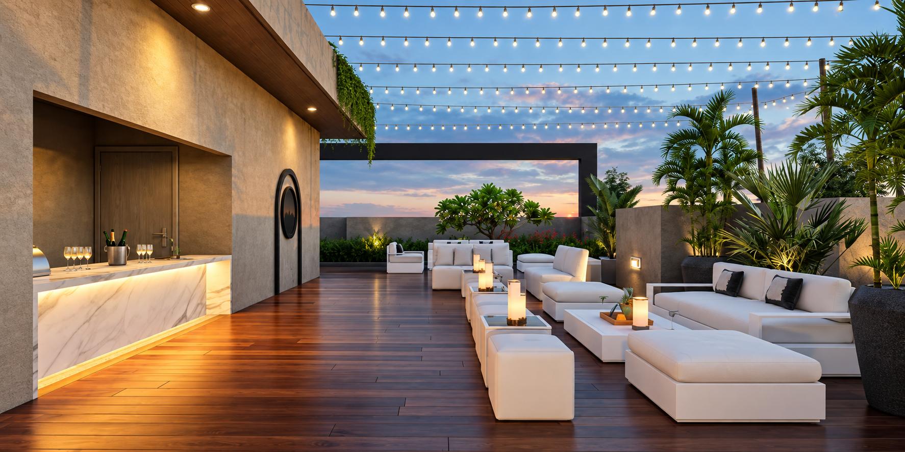 Rooftop terrace at Meraki One, Chembur