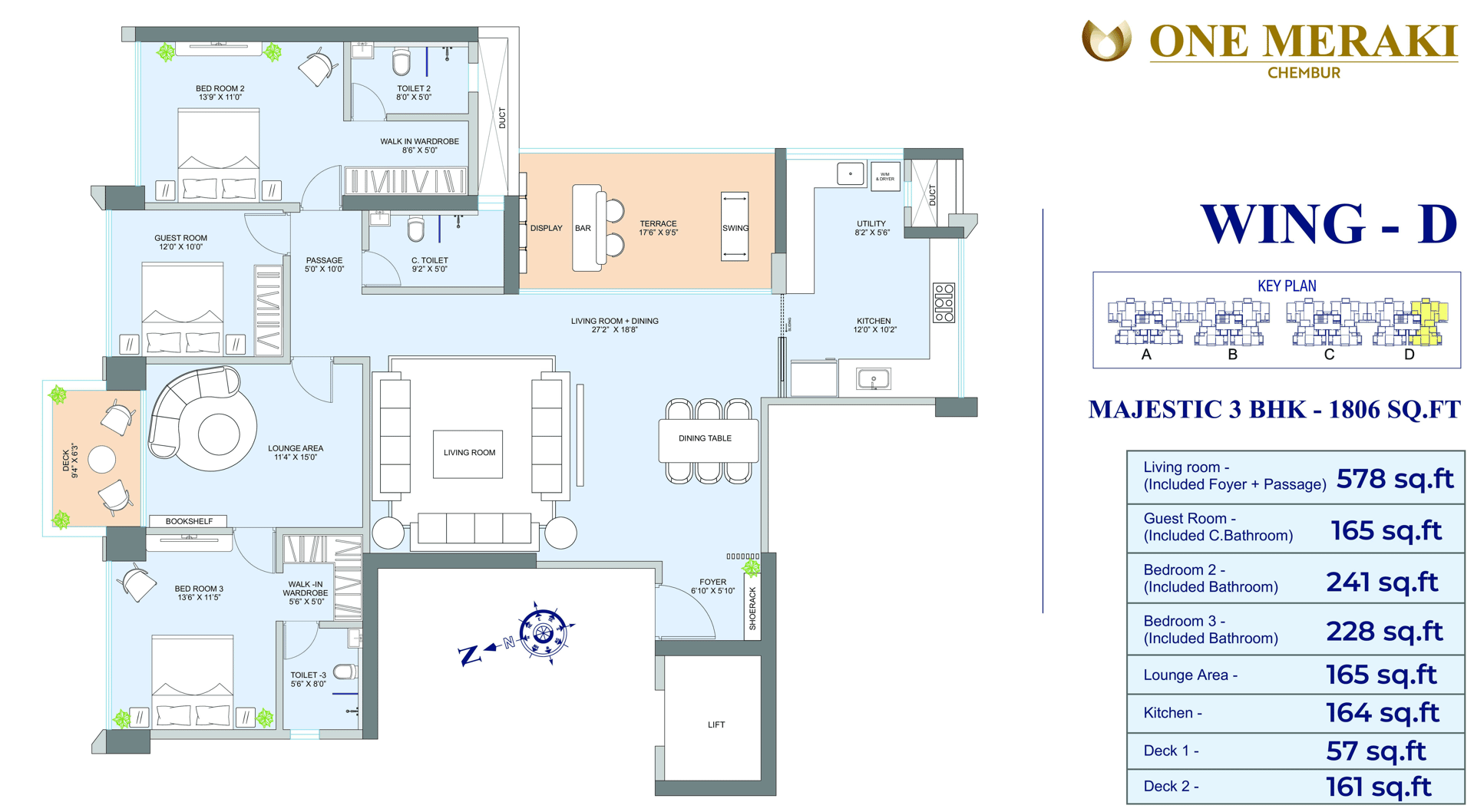 3BHK Majestic floor plan