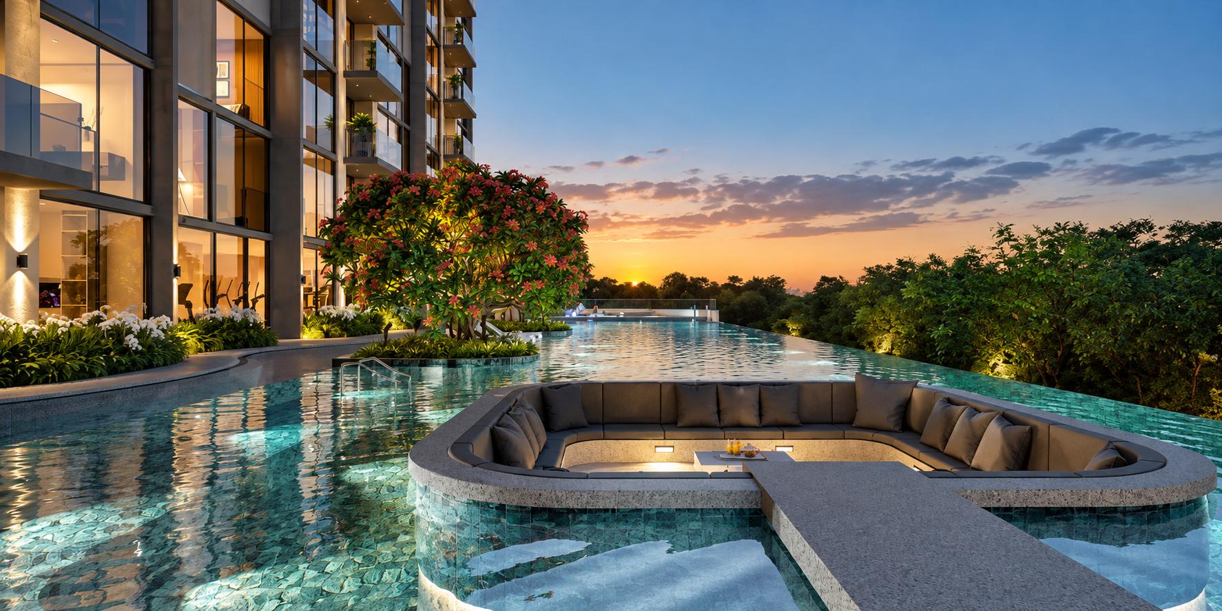 Swimming pool at Meraki One, Chembur