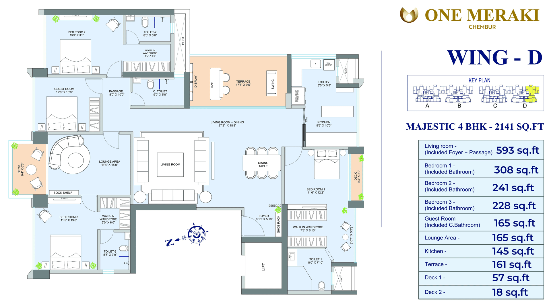 4BHK Majestic floor plan