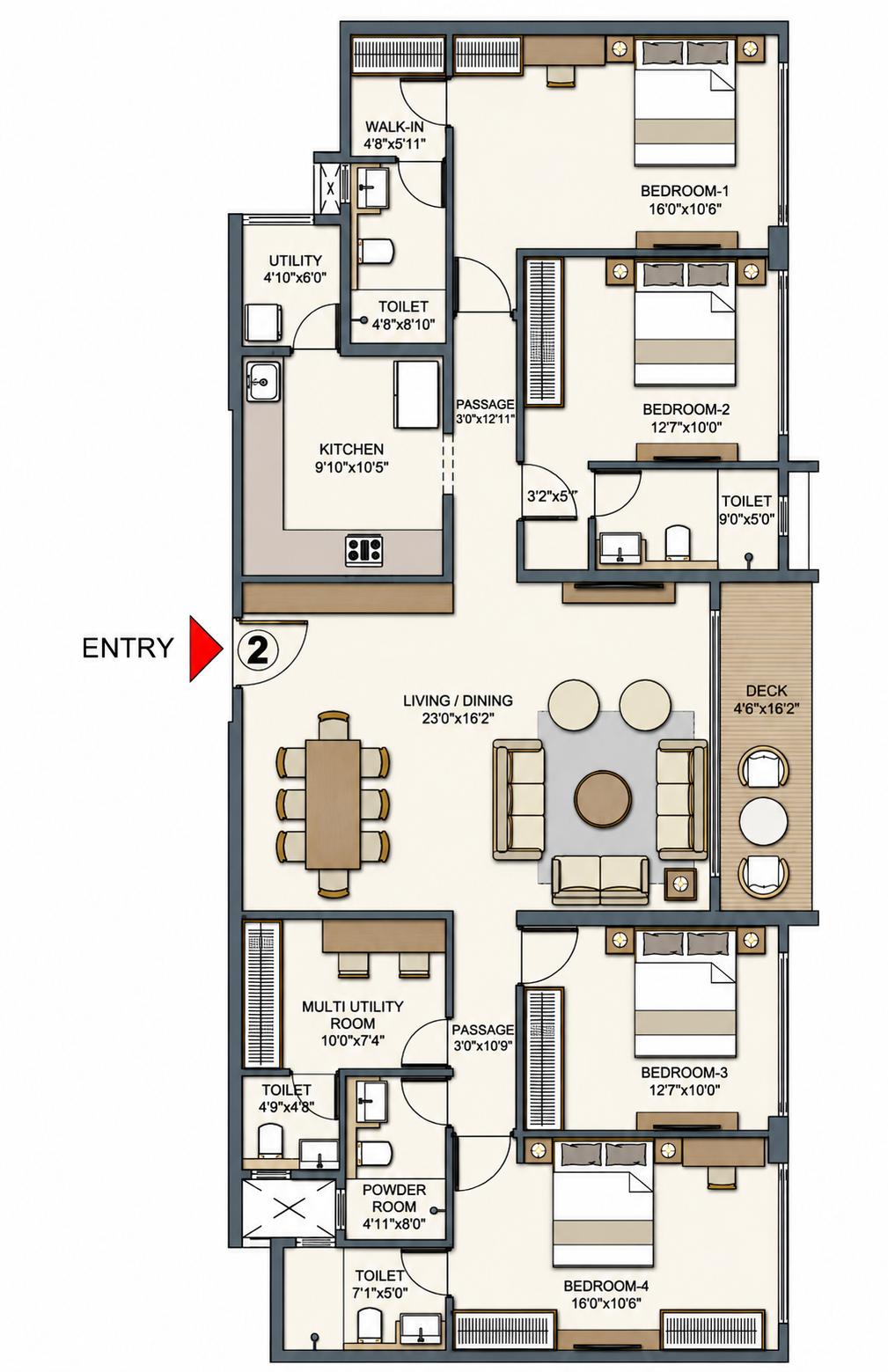 4BHK floor plan