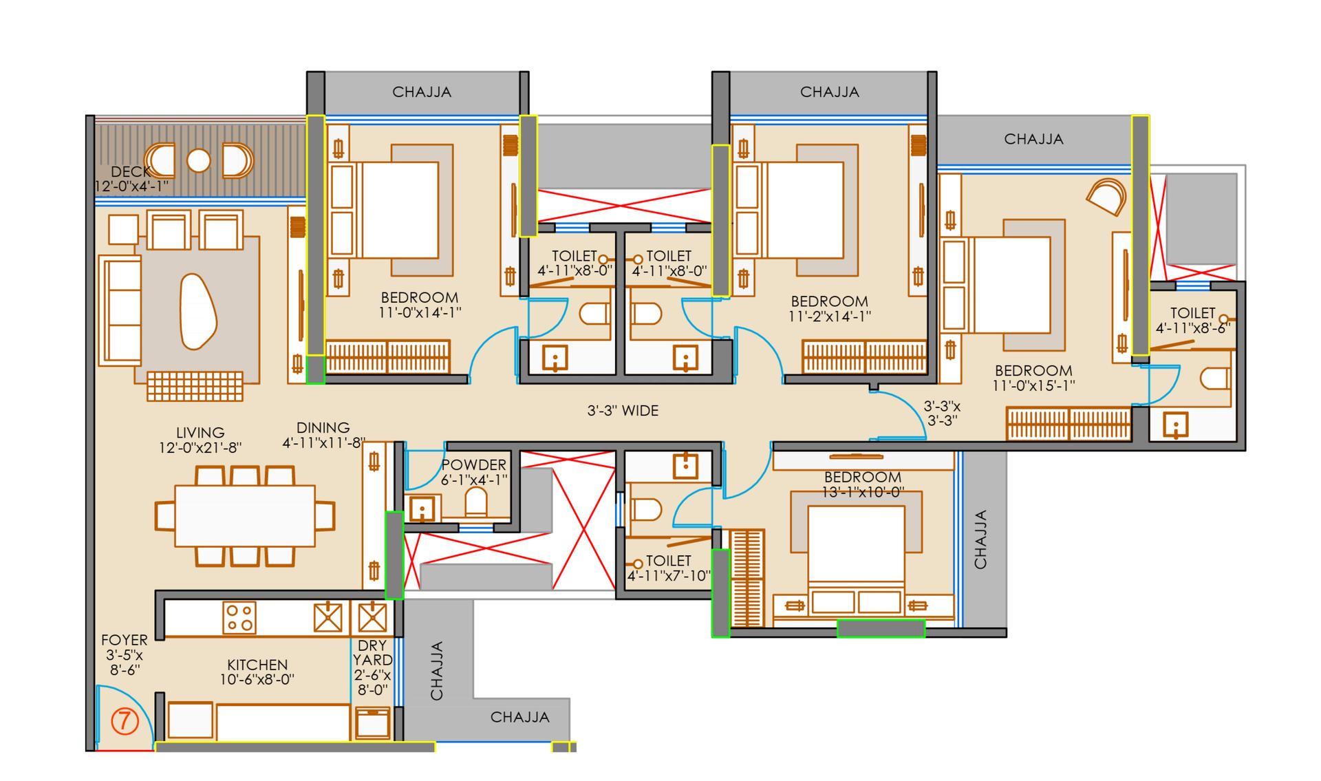 4 BHK Type2 floor plan