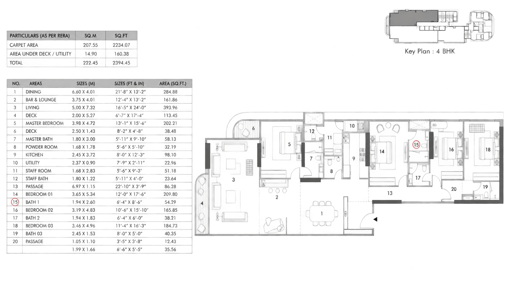 4 BHK Type1 floor plan
