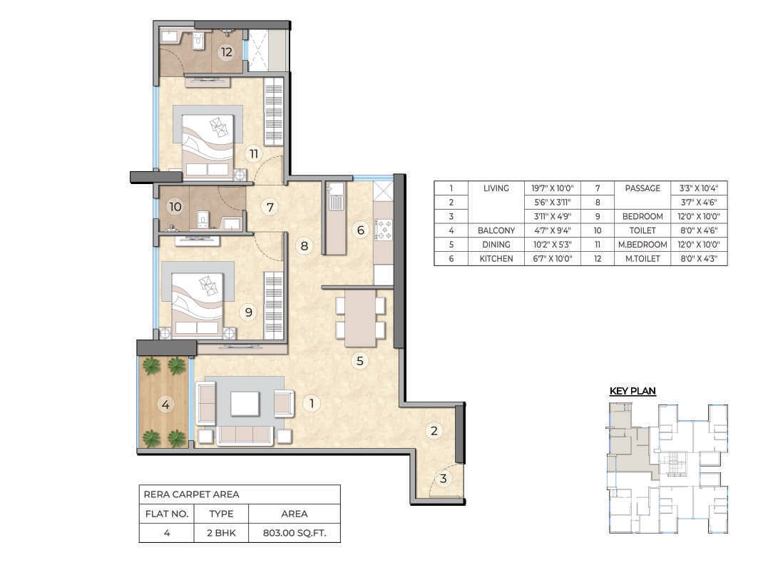 2BHK Type2 floor plan