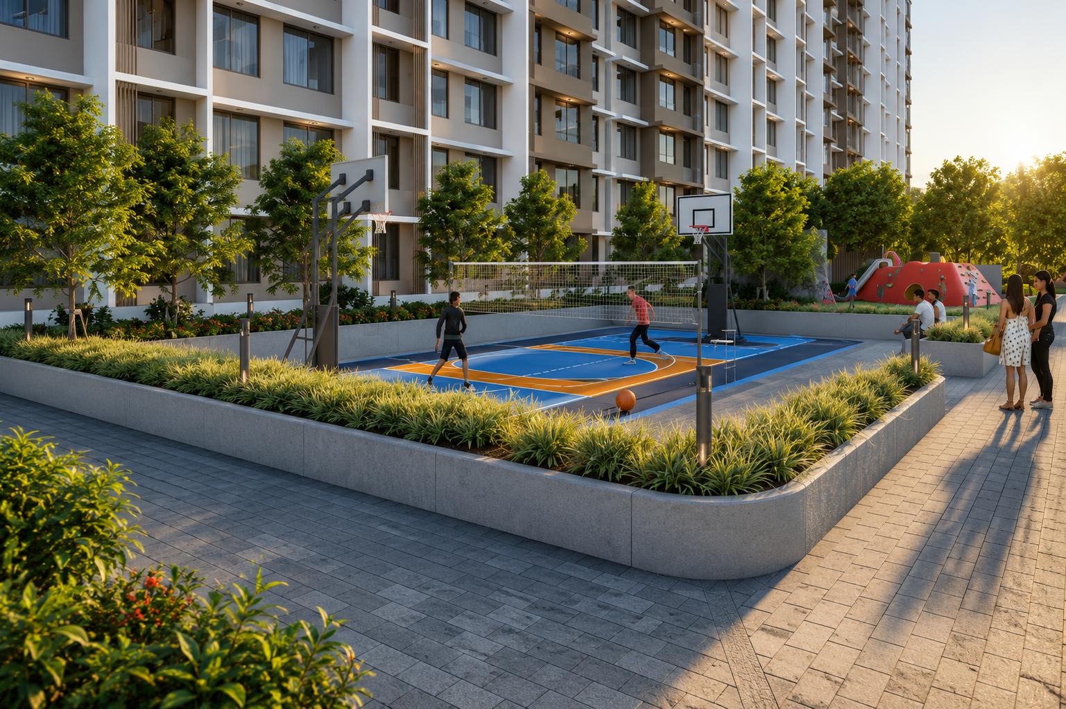Tennis court at Chheda Greens, Mira Road East