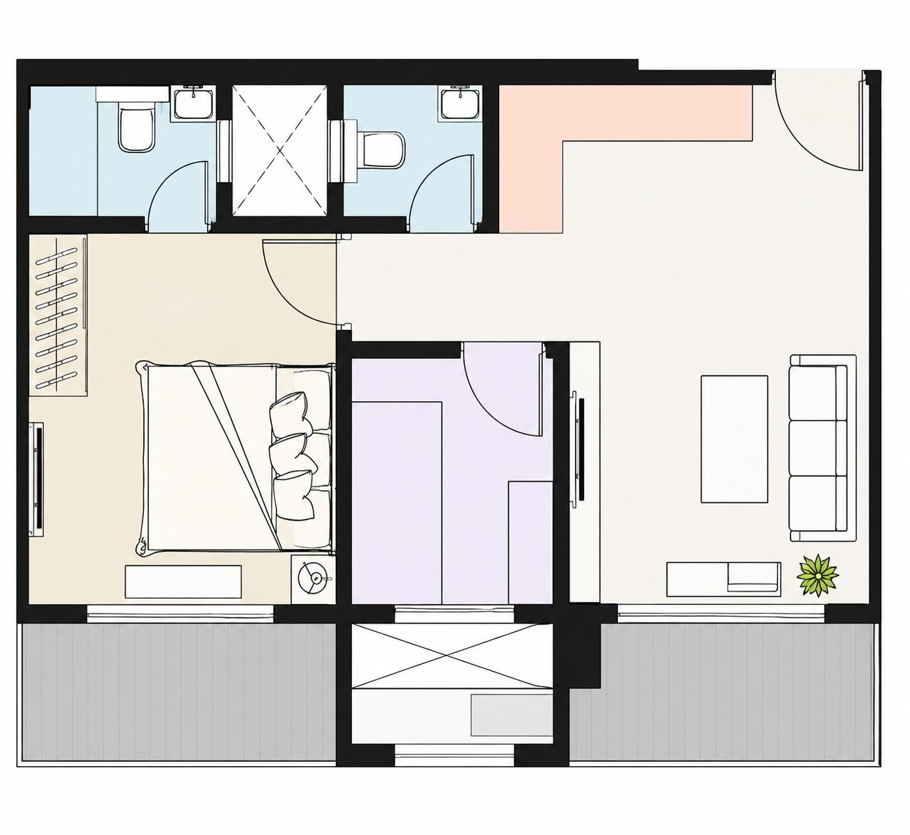 1BHK floor plan