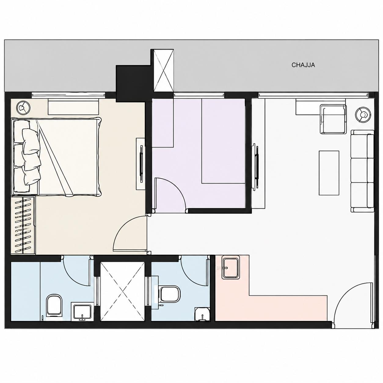 1BHK Premium floor plan